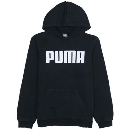 Puma Boys Black Pullover Hoodie 13-14 Years Fleece Logo Hooded Sweatshirt