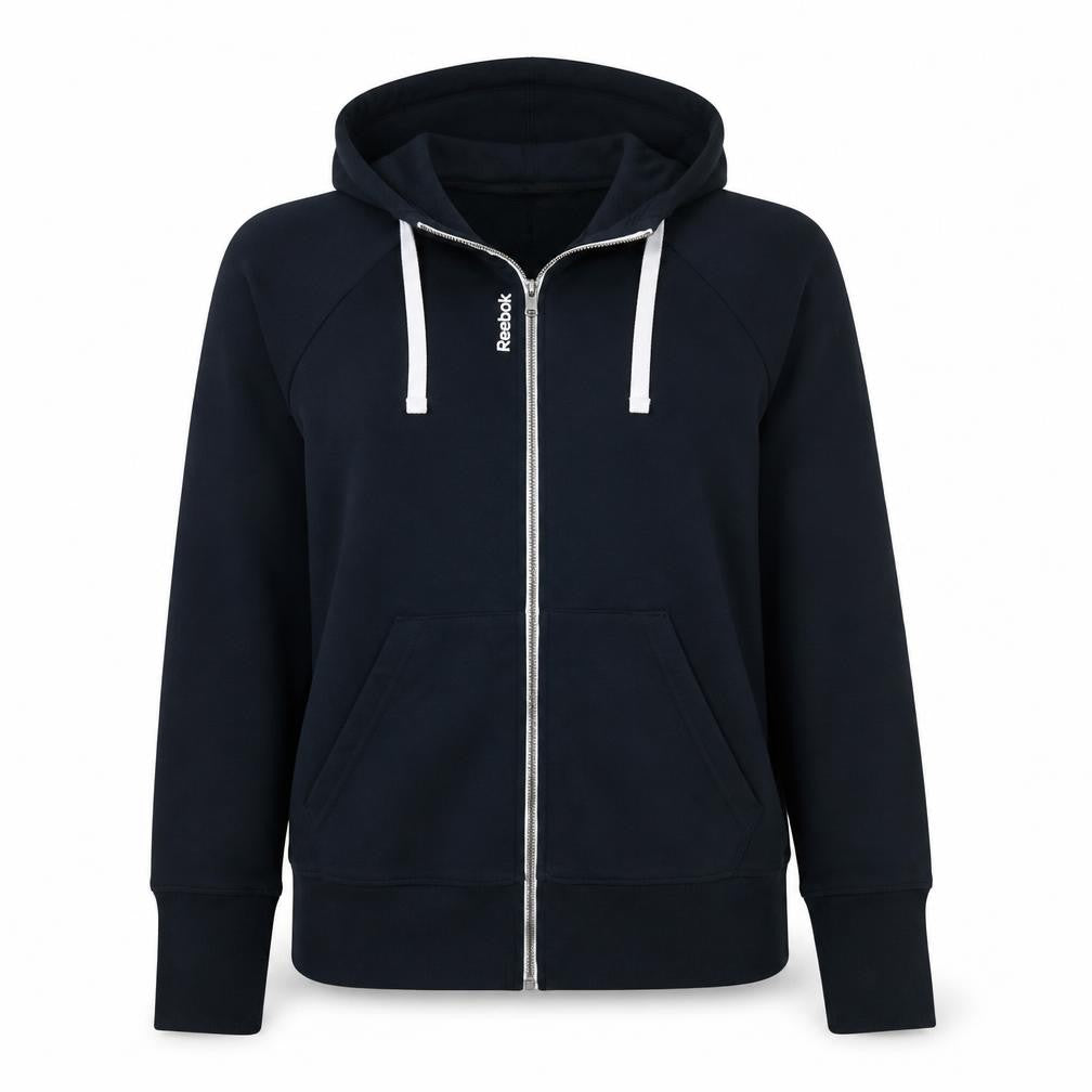 Reebok Women's Black Full Zip Hoodie Size L Cotton Blend