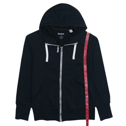 Reebok Women's Black Full Zip Hoodie Size L Cotton Blend