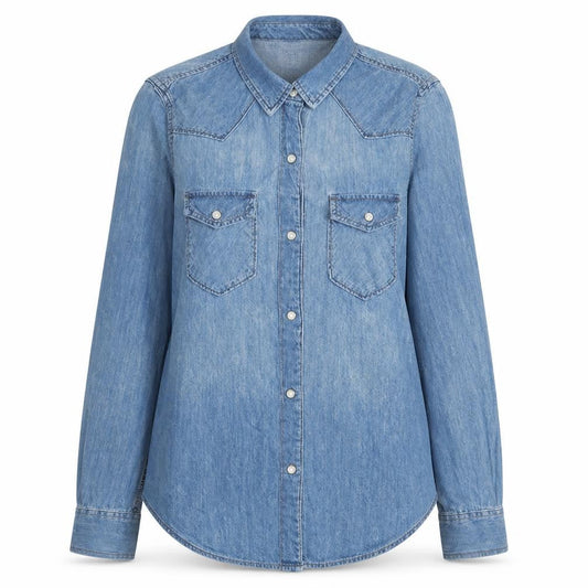 Gap Women Blue Denim Button-Up Long Sleeve Shirt Size S
