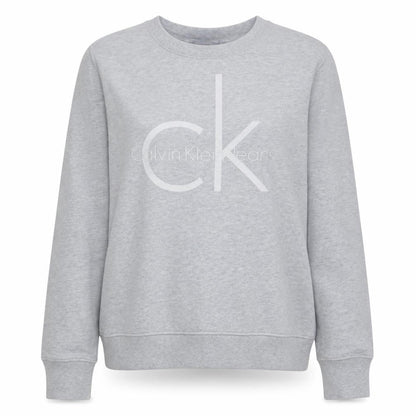 Calvin Klein Jeans Women Grey Logo Crew Neck Sweatshirt L