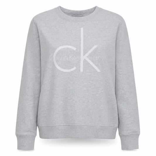 Calvin Klein Jeans Women Grey Logo Crew Neck Sweatshirt L