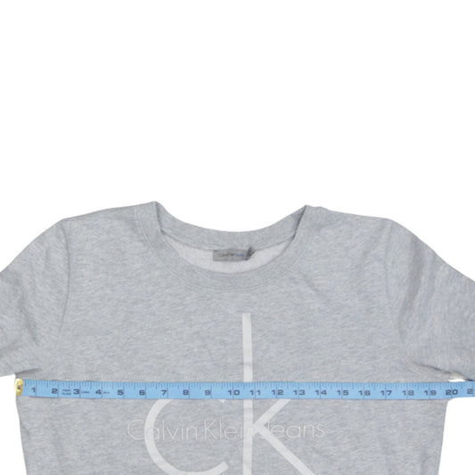 Calvin Klein Jeans Women Grey Logo Crew Neck Sweatshirt L