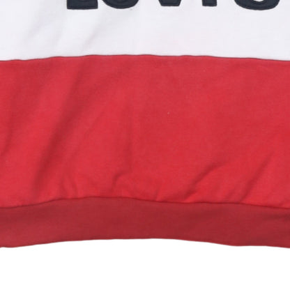 Levi's Women's Navy Red White Colourblock Hoodie XS Pullover Cotton
