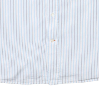 Napapijri Men Blue Striped Short Sleeve Button-Up Cotton Shirt L