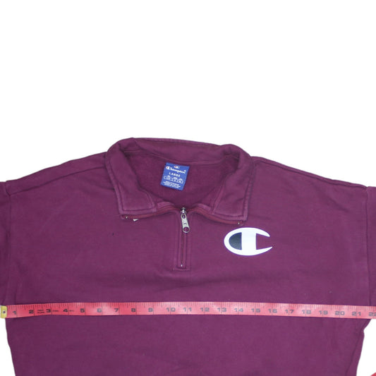 Champion Women’s Purple 1/4 Zip Pullover Sweatshirt Size L Cotton Logo