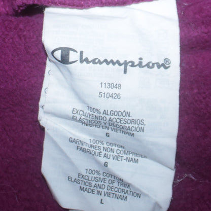 Champion Women’s Purple 1/4 Zip Pullover Sweatshirt Size L Cotton Logo
