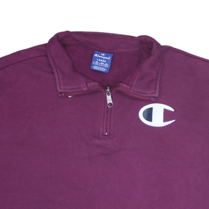 Champion Women’s Purple 1/4 Zip Pullover Sweatshirt Size L Cotton Logo