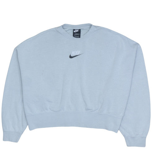 Nike Women Blue Pullover Sweatshirt Loose Fit L Logo Crew Neck