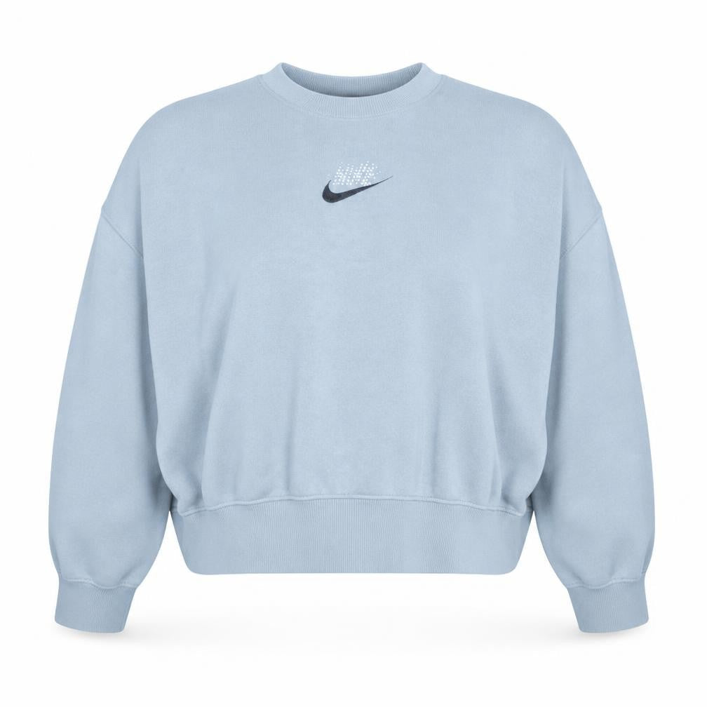 Nike Women Blue Pullover Sweatshirt Loose Fit L Logo Crew Neck