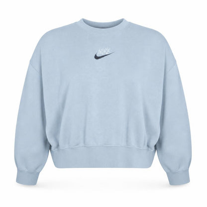 Nike Women Blue Pullover Sweatshirt Loose Fit L Logo Crew Neck
