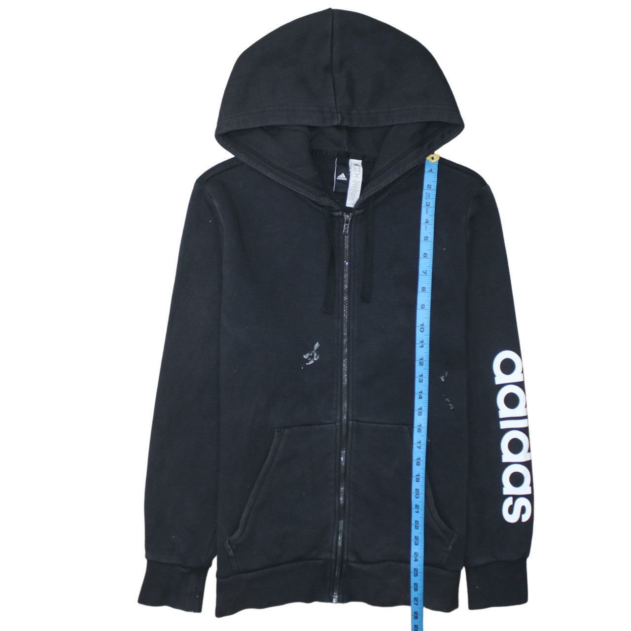 Adidas Men's Black Full Zip Hoodie Size M Sports Logo Fleece