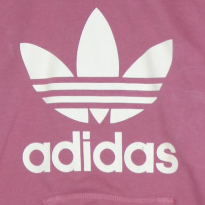 Adidas Women Pink Pullover Hoodie Size 8 Logo Hooded Sweatshirt