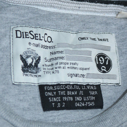 Diesel Men Grey Cotton Crew Neck Pullover Sweatshirt Medium