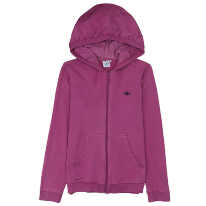 Adidas Womens Pink Full Zip Hoodie Size 14 Cotton Casual Sportswear