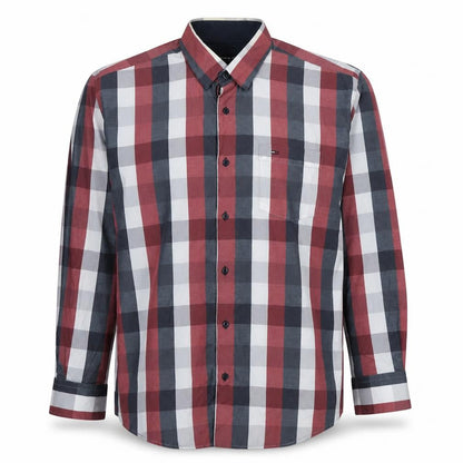 Tommy Hilfiger Men's Red Blue Check Long Sleeve Button-Up Shirt 2XL