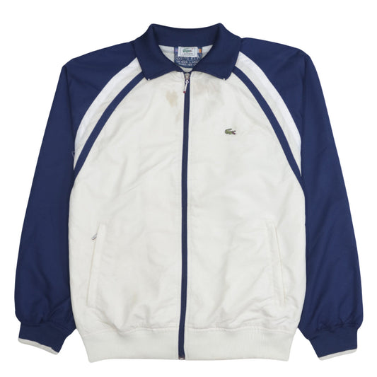 Lacoste Boys White & Navy Track Jacket Size L Full Zip Polyester Activewear