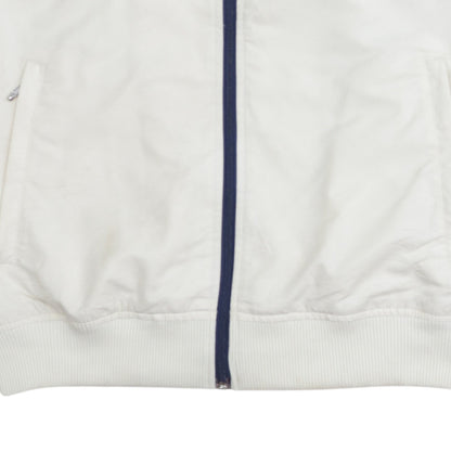 Lacoste Boys White & Navy Track Jacket Size L Full Zip Polyester Activewear