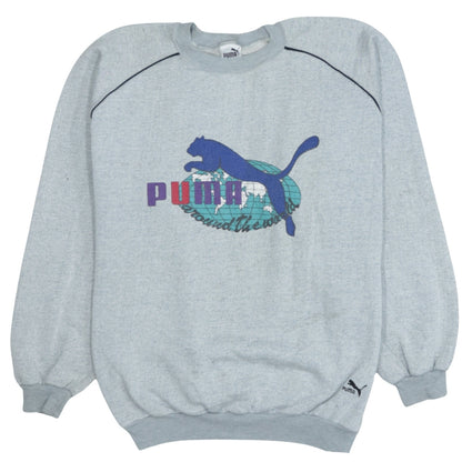Puma Men's Grey XL Vintage Pullover Sweatshirt Graphic Logo