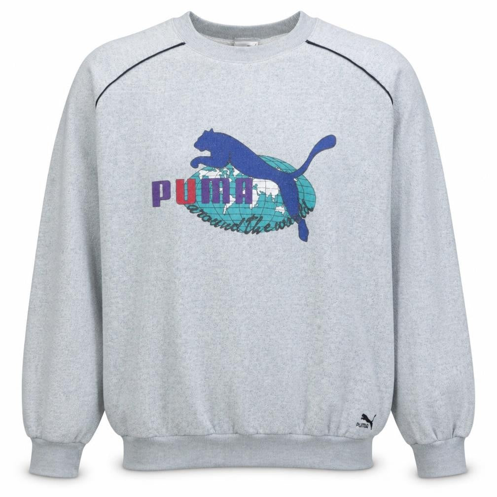 Puma Men's Grey XL Vintage Pullover Sweatshirt Graphic Logo