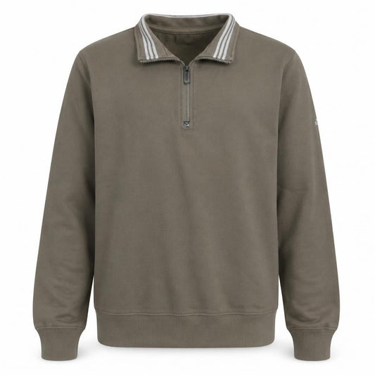 Front view of Adidas Men's Brown XL 1/4 Zip Fleece Sweatshirt