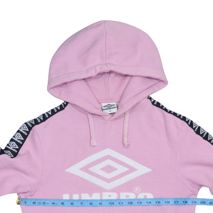 Umbro Womens Pink Hoodie Small Logo Tape Sleeve Pullover