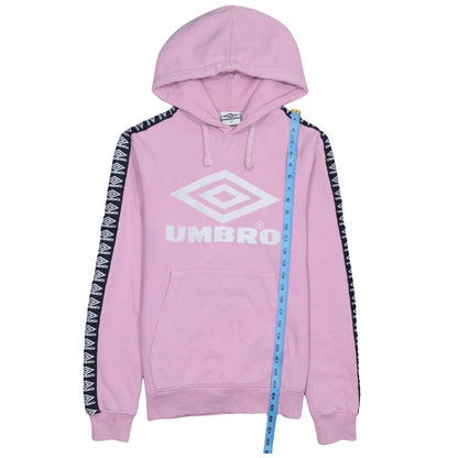Umbro Womens Pink Hoodie Small Logo Tape Sleeve Pullover