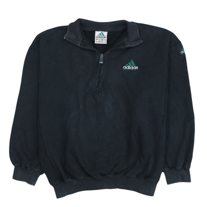 Adidas Men’s Black 1/4 Zip Pullover Sweatshirt Size L Vintage Fleece