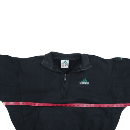 Adidas Men’s Black 1/4 Zip Pullover Sweatshirt Size L Vintage Fleece