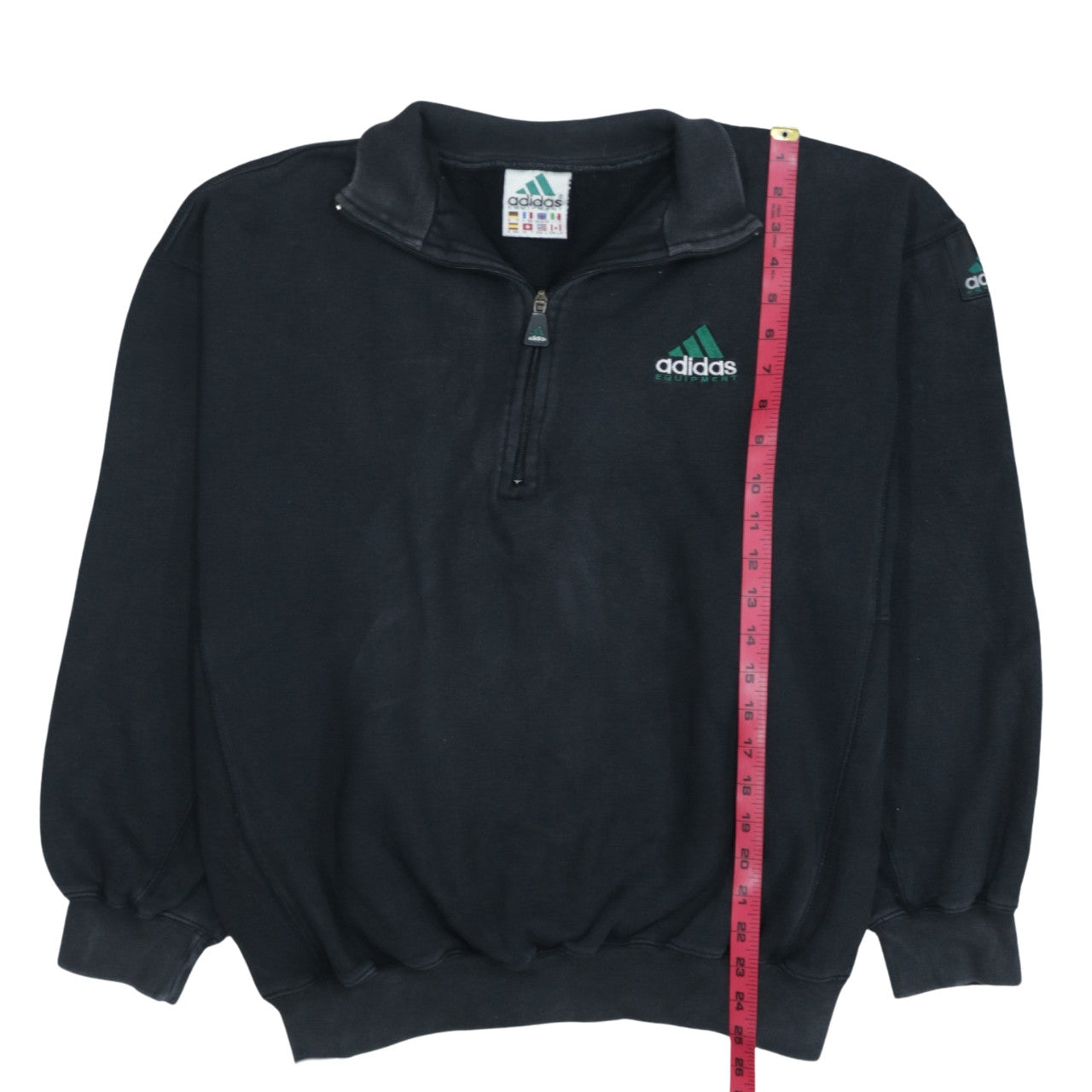 Adidas Men’s Black 1/4 Zip Pullover Sweatshirt Size L Vintage Fleece