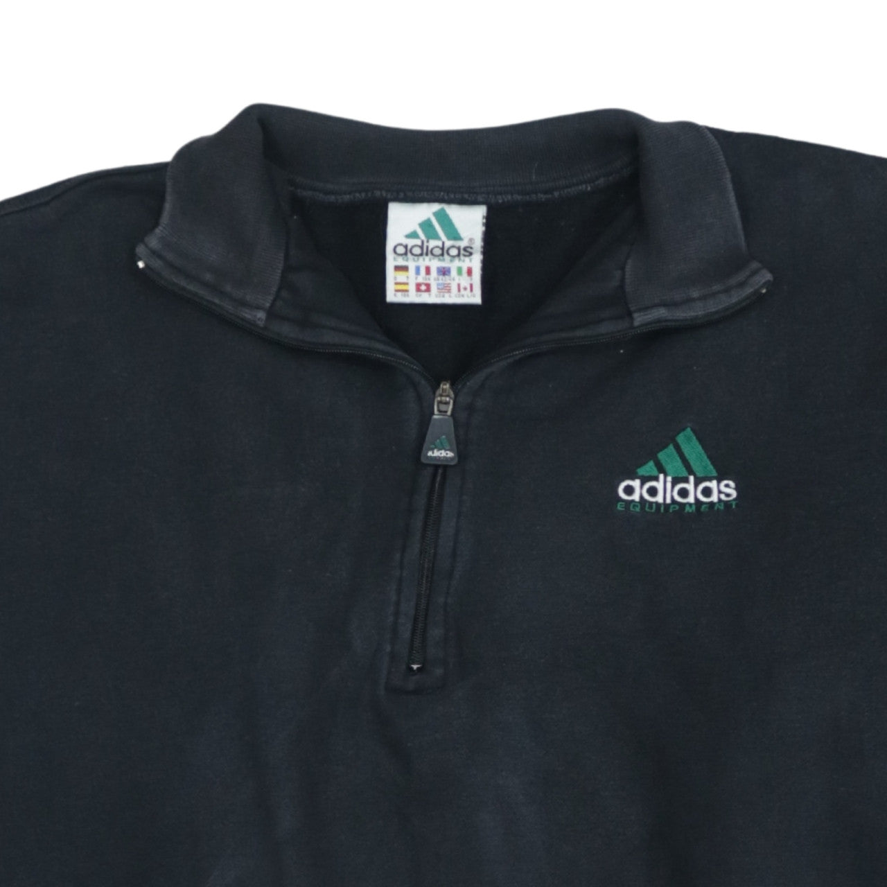 Adidas Men’s Black 1/4 Zip Pullover Sweatshirt Size L Vintage Fleece