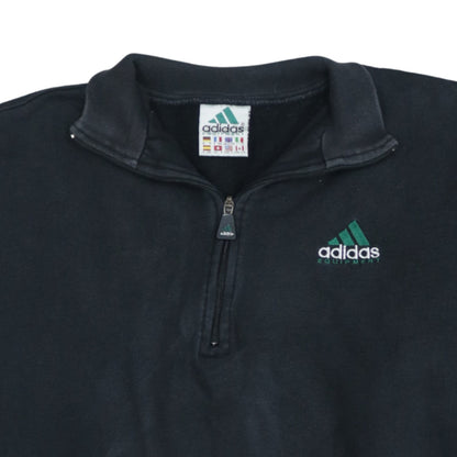 Adidas Men’s Black 1/4 Zip Pullover Sweatshirt Size L Vintage Fleece