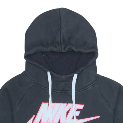 Nike Girls Black XL Pullover Hoodie with Logo Graphic Print Fleece