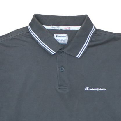 Champion Men's Black Polo Shirt Size L Short Sleeve Cotton