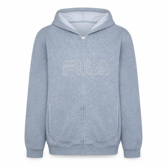 Front view of Fila women’s grey full zip hoodie xxl classic casual sweatshirt