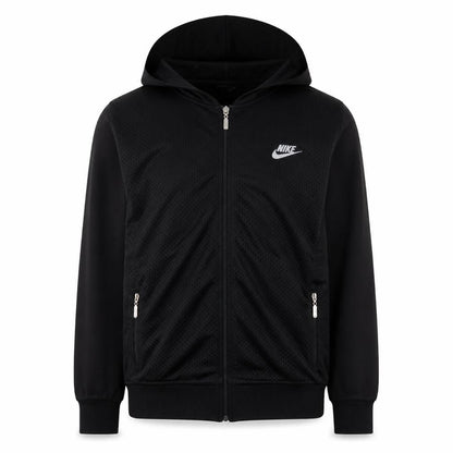 Front view of Nike boys’ black full zip hoodie xl lightweight sportswear
