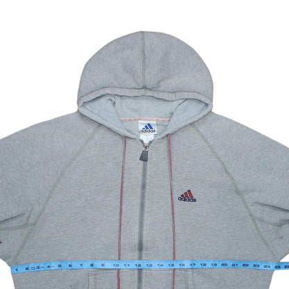 Adidas Men's Grey Full Zip Hoodie M Logo Sportswear Sweatshirt