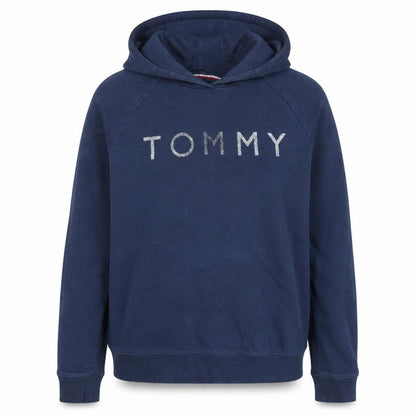 Tommy Hilfiger Womens Navy Blue Pullover Hoodie XL Cotton Logo