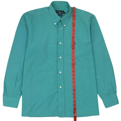 Ralph Lauren Men's Green Long Sleeve Button-Down Cotton Shirt L