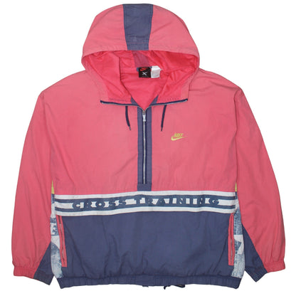 Nike Women’s Pink Cross Training Windbreaker Jacket L Hooded 90s Retro