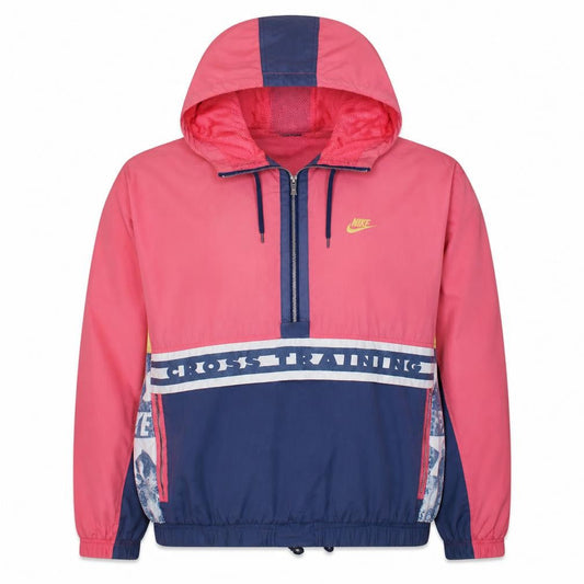 Nike Women’s Pink Cross Training Windbreaker Jacket L Hooded 90s Retro