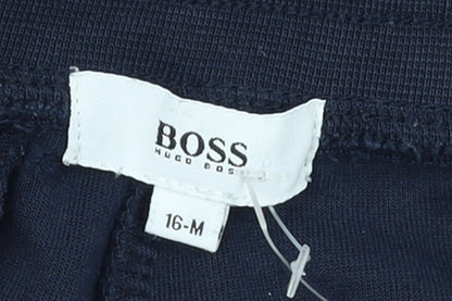 Hugo Boss Boys Blue Jogger Trousers 16 Years Elastic Waist Cotton Blend