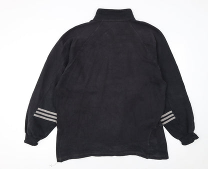 Adidas Mens Black M Henley 1/4 Zip Sweatshirt Vintage Sportswear