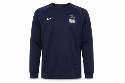 Front view of Nike boys’ navy blue crew neck dri-fit sweatshirt xl 13-15 years football