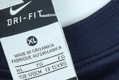 Nike Boys Navy Blue Crew Neck Dri-FIT Sweatshirt XL 13-15 Years Football