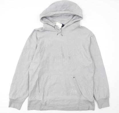 GAP Men's Grey Pullover Hoodie L Classic Logo Fleece Sweatshirt