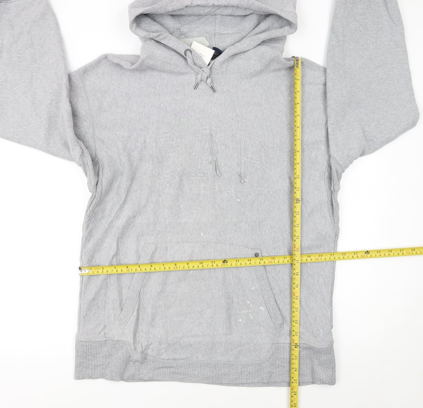 GAP Men's Grey Pullover Hoodie L Classic Logo Fleece Sweatshirt