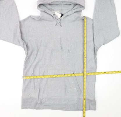 GAP Men's Grey Pullover Hoodie L Classic Logo Fleece Sweatshirt