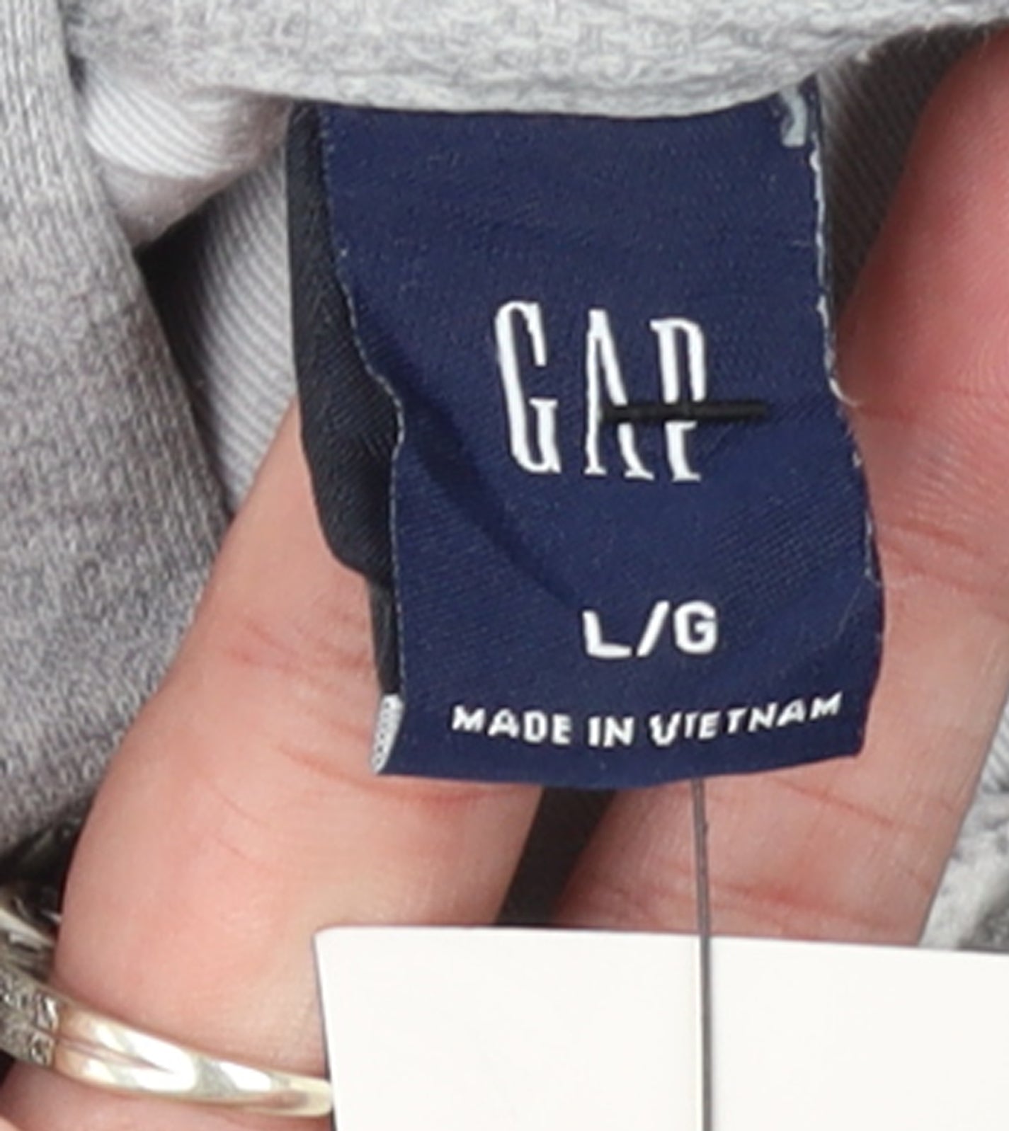 GAP Men's Grey Pullover Hoodie L Classic Logo Fleece Sweatshirt