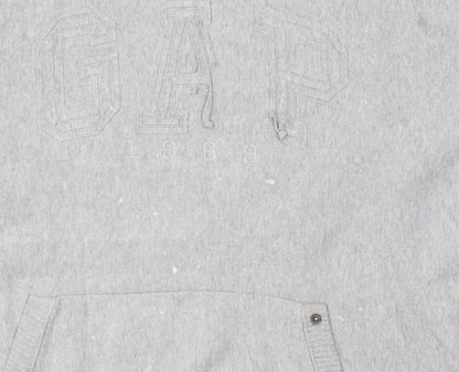 GAP Men's Grey Pullover Hoodie L Classic Logo Fleece Sweatshirt